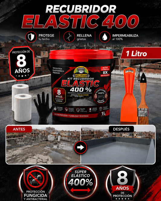 KIT RECUBRIDOR ELASTIC 400 + BROCHA + 2 MALLAS + ESPATULA + GUANTES F2